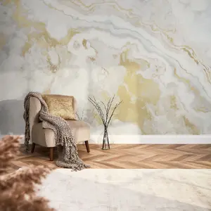 Golden Agate Marble Mural In Natural With Gold Effect (300cm x 240cm)