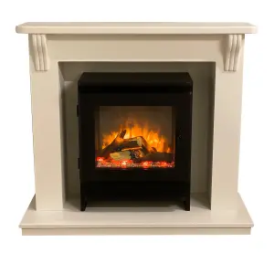 Suncrest Ashby White MDF & stainless steel Freestanding Electric fire suite