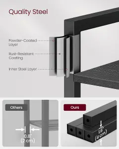 VASAGLE 6-Tier Bookshelf, Bookcase, Shelving Unit, Book Rack, for Office, Study, Industrial, Ebony Black and Black