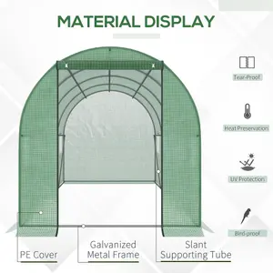 Outsunny 4 x 2M Polytunnel Walk-in Garden Greenhouse with Zip Door and Windows