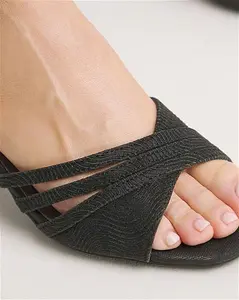 Black Low Block Heel Sandal E Fit