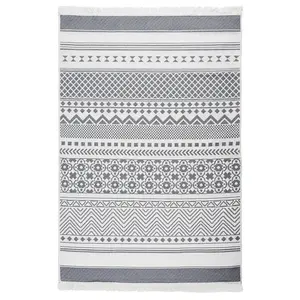 Berkfield Rug Grey and White 160x230 cm Cotton