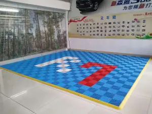 Heavy duty PVC Interlocking Vented Garage Mat  Blue Dimensions 40cm x 40cm x 2cm