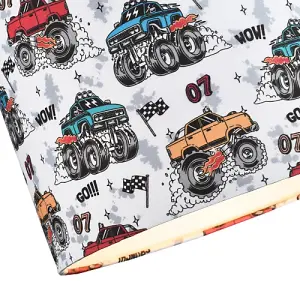 Modern and Colourful Monster Trucks Kids Cotton Fabric Drum Lamp Shade - 25cm