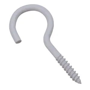 Screw Hook Fasteners Hangers White Plastic Finish 16mm Dia 50mm length 12pc