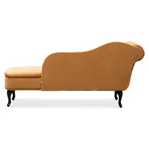 Right Hand Chaise Lounge in Velvet Gold