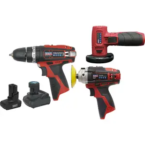 3x Cordless Power Tool Bundle & 2x Batteries Hammer Drill Polisher Angle Grinder