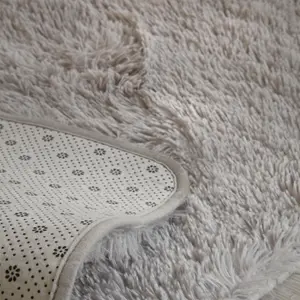 Sienna Fluffy Rug Anti-Slip Shaggy Runner Floor Mat, Silver - 60 x 150cm