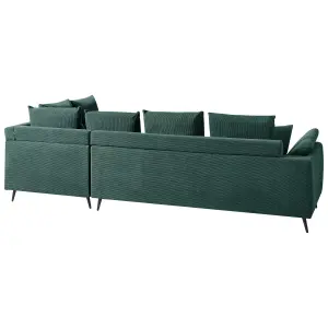 Left Hand Corduroy Corner Sofa Green LUNNER