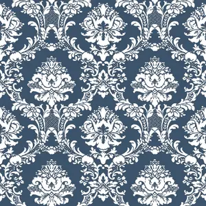 Galerie Classic Silks 3 Blue Silk Effect Damask Smooth Wallpaper