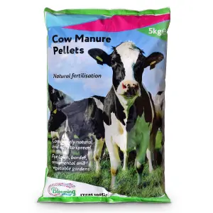 Cow Manure Pellets, 5kg - Natural Soil Fertiliser and Improver - Organic Fertilisers for Gardens Manure for Gardens Promotes Growt