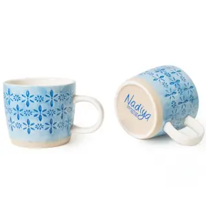 Nadiya Hussain Set of 4 Embossed Mug Red/Blue