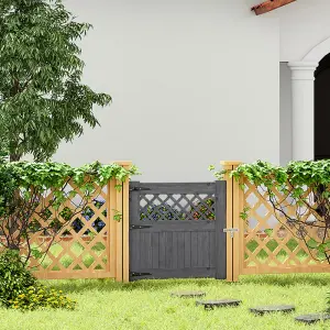 Rhombus Pattern Garden Gate with Latch, Heavy Duty Grey Coated Fence Gate 90cm x 90cm