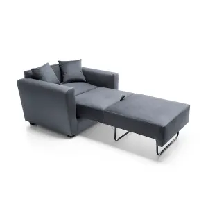 Olly Velvet Single Sofa Bed in Dark Grey