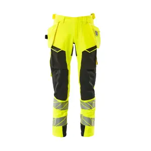 Mascot Accelerate Safe Trousers with Holster Pockets - Hi-Vis Yellow/Black   (38.5) (Leg Length - Long)