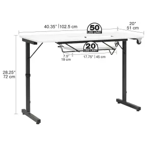 Rollaway Folding Craft & Sewing Table Black/White Sewing Online 13399