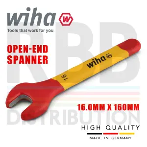 Wiha Spanner Wrench 16mm VDE Electricians Single Insulated Open End 43036