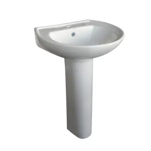 GoodHome Bodmin White Close-coupled Floor-mounted Toilet & full pedestal basin (W)380mm (H)760mm