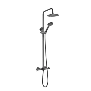 Deva Matte Black Grasmere Thermostatic Dual Diverter Shower Kit with Hot Stop Cool Stop Valve - Safe, Stylish & Easy to Install