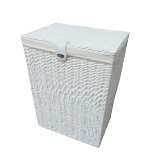 Hand Woven Plastic Laundry Hamper with Handles Medium (49 cm x 38.5 cm x 24.5 cm)