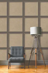 Rasch Bevelled Panel Ebony Wallpaper