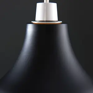 ValueLights Dexter Black Ceiling Pendant Shade and B22 GLS LED 6W Warm White 3000K Bulb