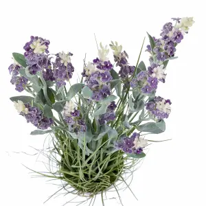 Homescapes Artificial Purple Lavender Plant in Decorative Metallic Ceramic Pot, 66 cm Tall