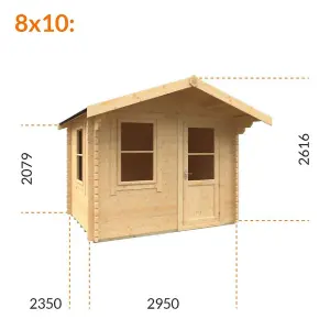 8ft x 10ft (2350mm x 2950mm) Horsforth "The Augusta Plus" 44mm Log Cabin With 2 Opening Windows