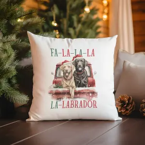 Poly Linen Christmas Cushion Labradors 60cm x 60cm