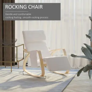 HOMCOM Rocking Chair Recliner Armchair with Adjustable Footrest, Cream White