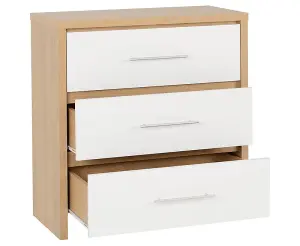 Seville Oak and White Finish 3 Drawer Chest