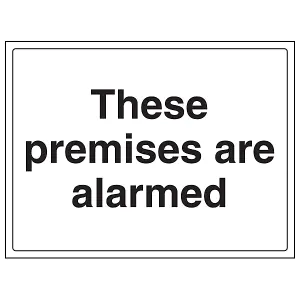 Premises Are Alarmed Security Sign - Rigid Plastic - 400x300mm (x3)