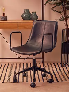 Interiors By Premier Claw Base Black Leather Home Office Chair, Upholstered Seat Of Office Chair, Height Adjustable Swivel Chair