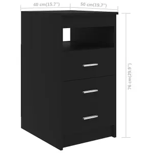 Berkfield Drawer Cabinet Black 40x50x76 cm Engineered Wood