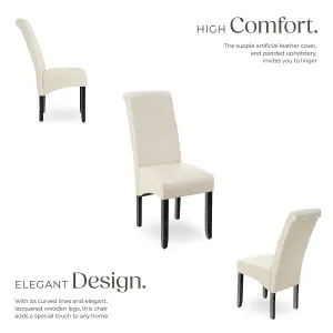 Dining Chair - ergonomic seat shape, high backrest, padded, faux leather - cream