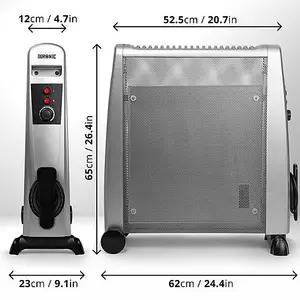 Duronic HV101 SR Electric Heater with Mica Panels, 2.5kW Power, Radiant and Convection Heat Output, 3 Heat Settings (silver)