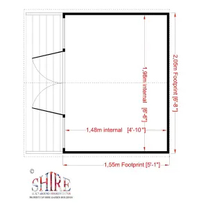 Shire Houghton 7x5 ft & 2 windows Apex Wooden Summer house - Assembly service included