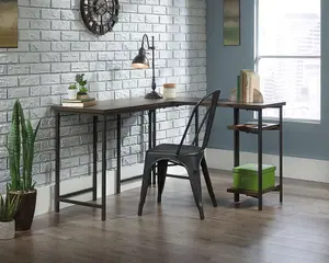 Industrial Style L-Shaped Desk Smoked Oak