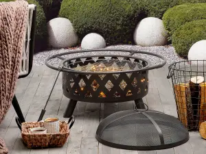 Beliani Charcoal Fire Pit Black MAYON