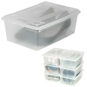 Storage Boxes - 12-piece set with lids, ventilation openings, 33 x 23 x 12 cm - transparent