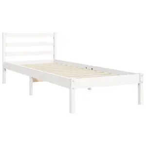 Berkfield Bed Frame with Headboard White 100x200 cm Solid Wood