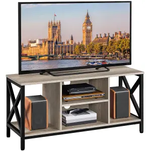 Yaheetech Grey 106 cm Wide TV Stand with Storage Shelves and Cable Management