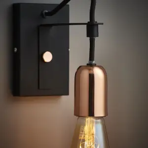 Colours Detroit modern Black Copper effect LED Wall light