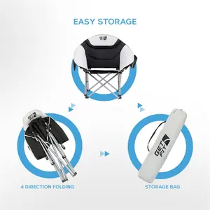 Get Fit Moon Camping Chair - Portable Outdoor Premium Folding Chair With Pocket, Cup Holder & Carry Bag - Weight Capacity Of 130Kg