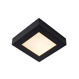 Lucide Brice-Led Modern Flush Ceiling Light Bathroom - LED Dim. - 1x15W 3000K - IP44 - Black