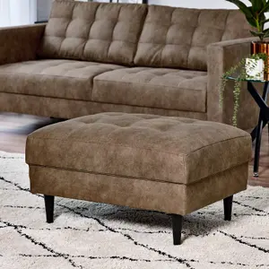 Furniturebox UK Jolene Brown Faux Leather 3 Seater Sofa