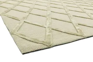 Cream Handmade Luxurious Modern Wool Rug For Bedroom & Living Room-120cm X 170cm