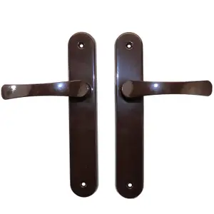 Modern Brown Interior Door Handle Set with Sleek Lever Design and Backplate, Ideal for Bedroom and Bathroom Doors, Durable