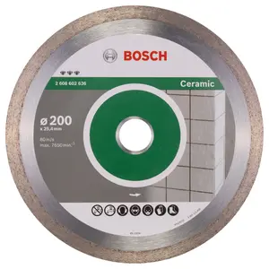 Bosch Professional Diamond Cutting Disc - Best for Ceramic - 200 x 25.40 x 2.2 x 10 mm