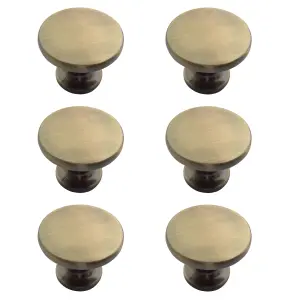 Zinc alloy Brass effect Round Furniture Knob (Dia)38mm, Pack of 6